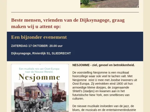 Voorpagina van de nieuwsflits van oktober 2026, met de aankondiging van Nesjomme